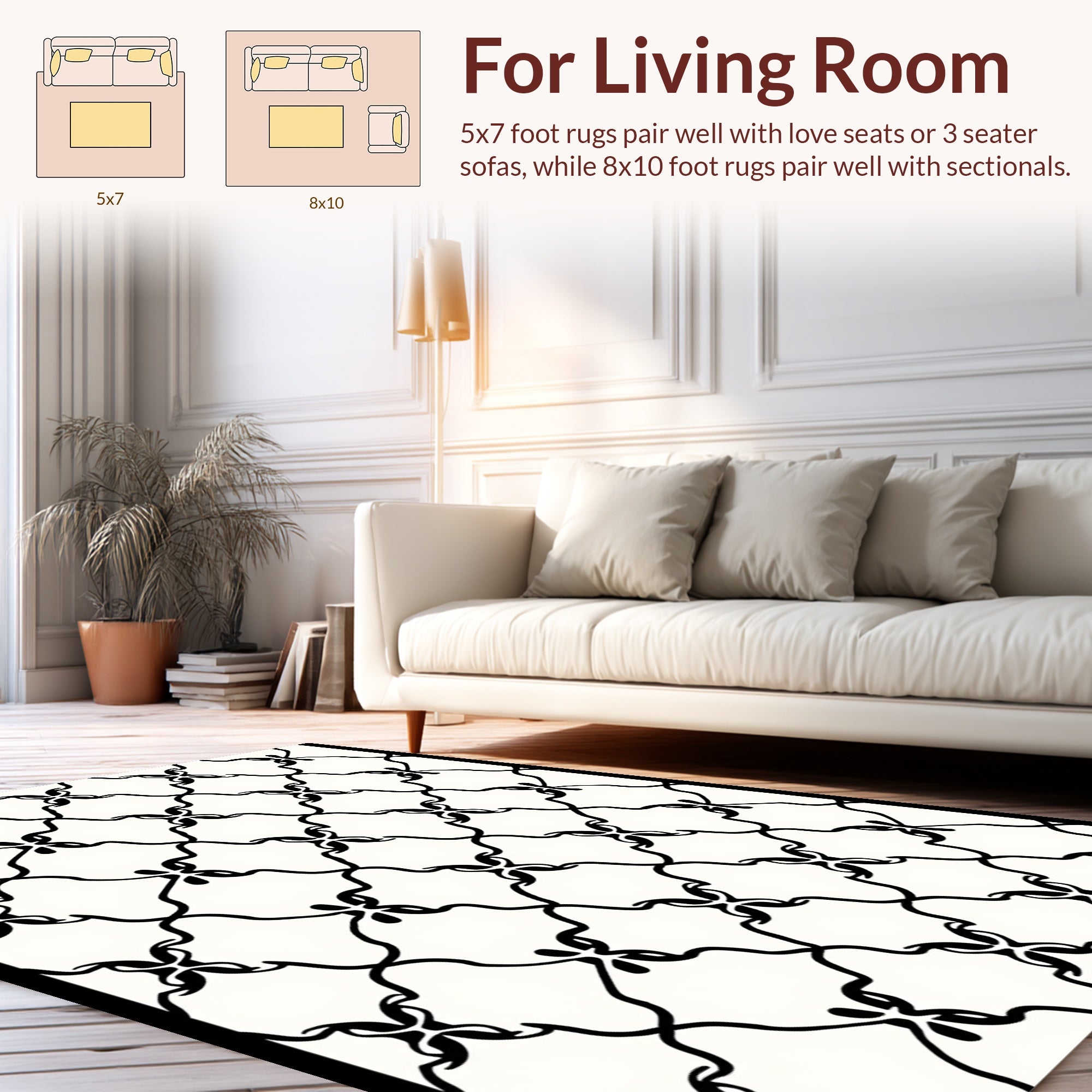 Ornate Scrollwork Floral Pattern Rug