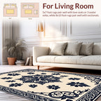 Dark Floral Symmetry Mandala Border Rug