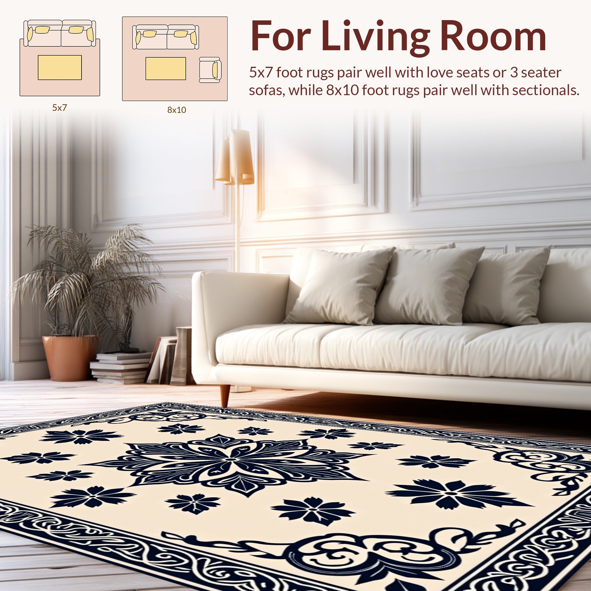 Dark Floral Symmetry Mandala Border Rug