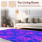 Vibrant Floral Pattern With Pink Blue Flowers Rug
