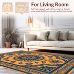 Bold Blue Mandala Geometric Pattern Rug