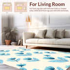 Simple Blue Floral Pattern Rug