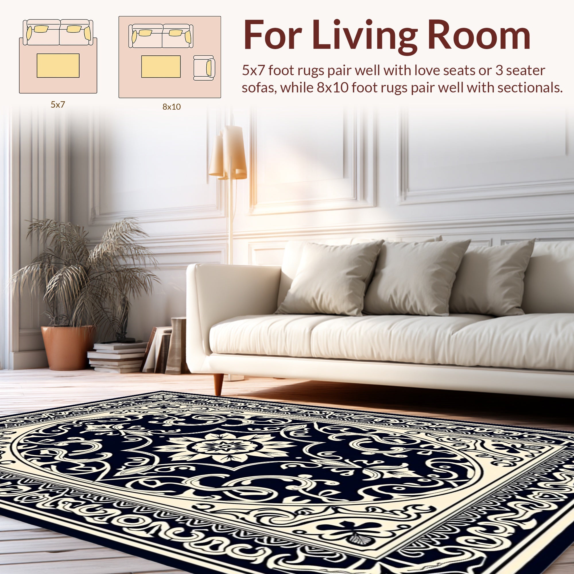 Intricate Floral Scroll Medallion Design Rug