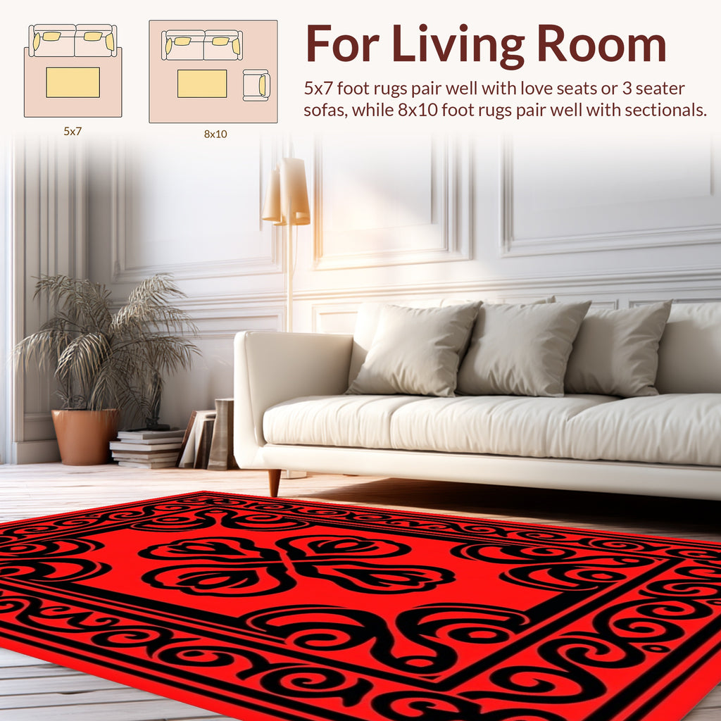 Bold Tribal Floral Pattern Rug