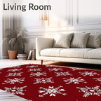 Crimson Snowflake Medallion Fabric Rug