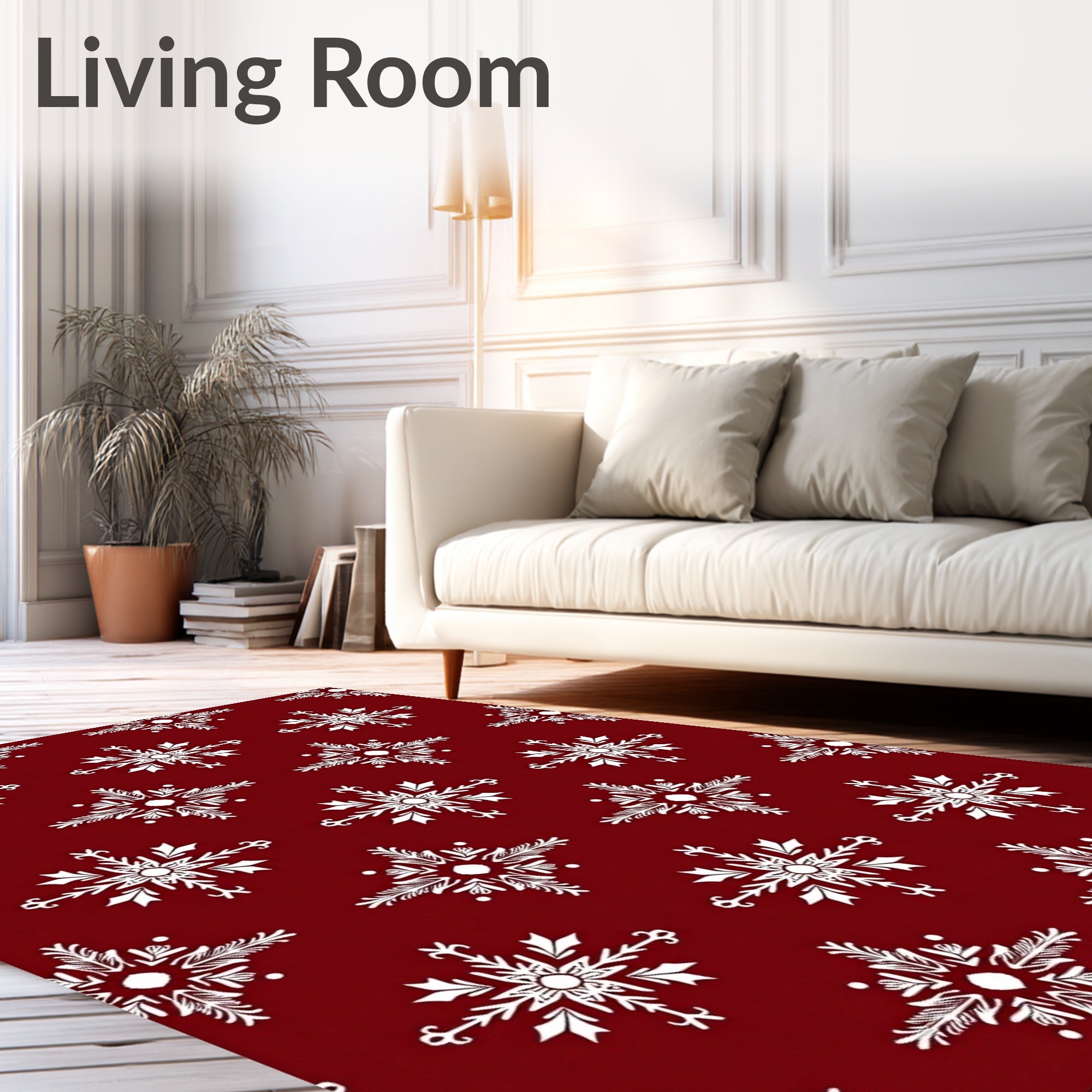 Crimson Snowflake Medallion Fabric Rug