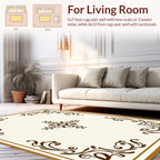 Ornate Scrollwork Accent Design Rug