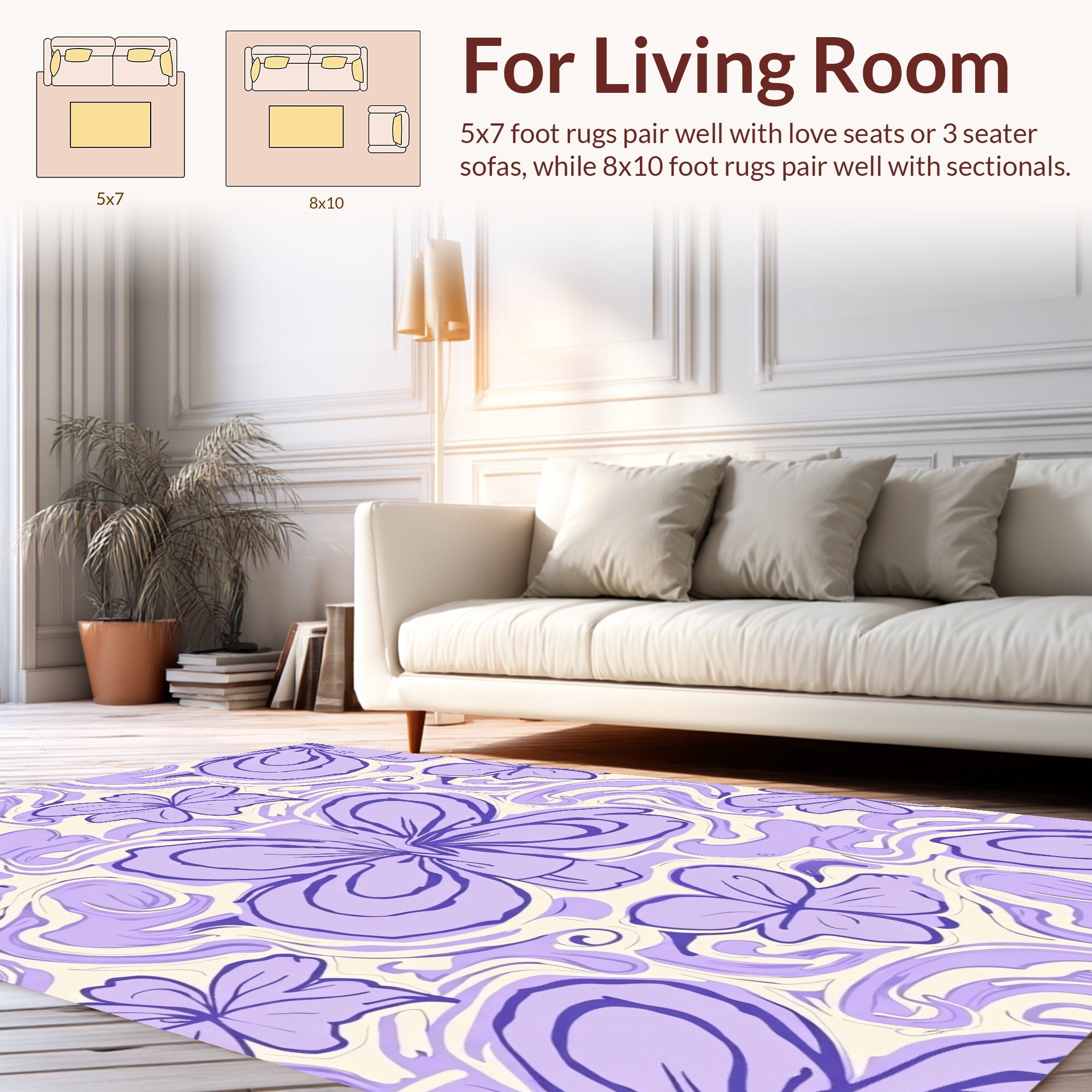 Purple Blossom Swirl Pattern Rug