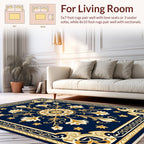 Ornate Gold Floral Patterned Rug