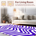 Bold Blue Wavy Stripe Pattern Rug