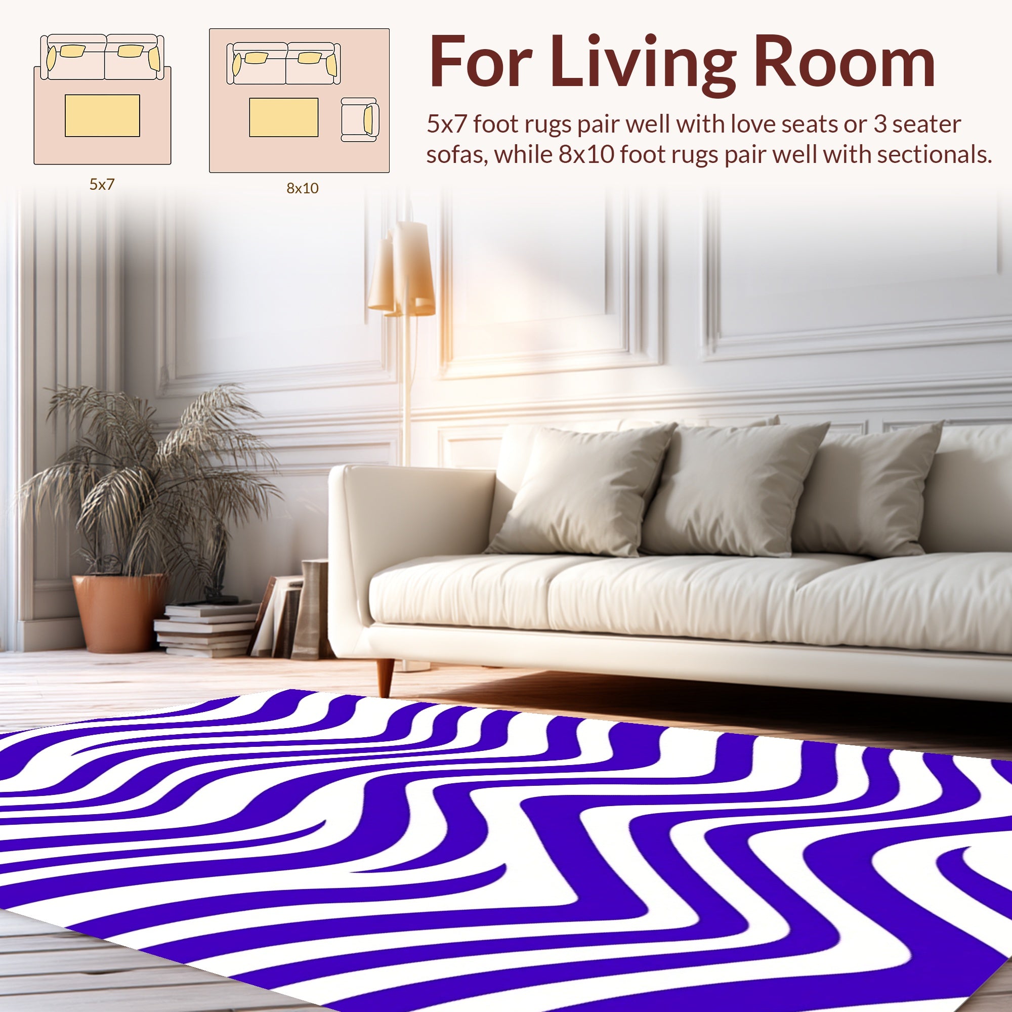 Bold Blue Wavy Stripe Pattern Rug