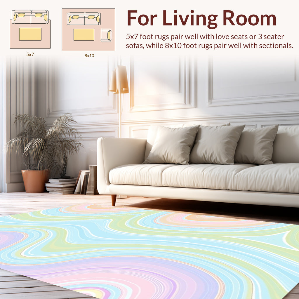 Soft Pastel Swirl Abstract Pattern Rug