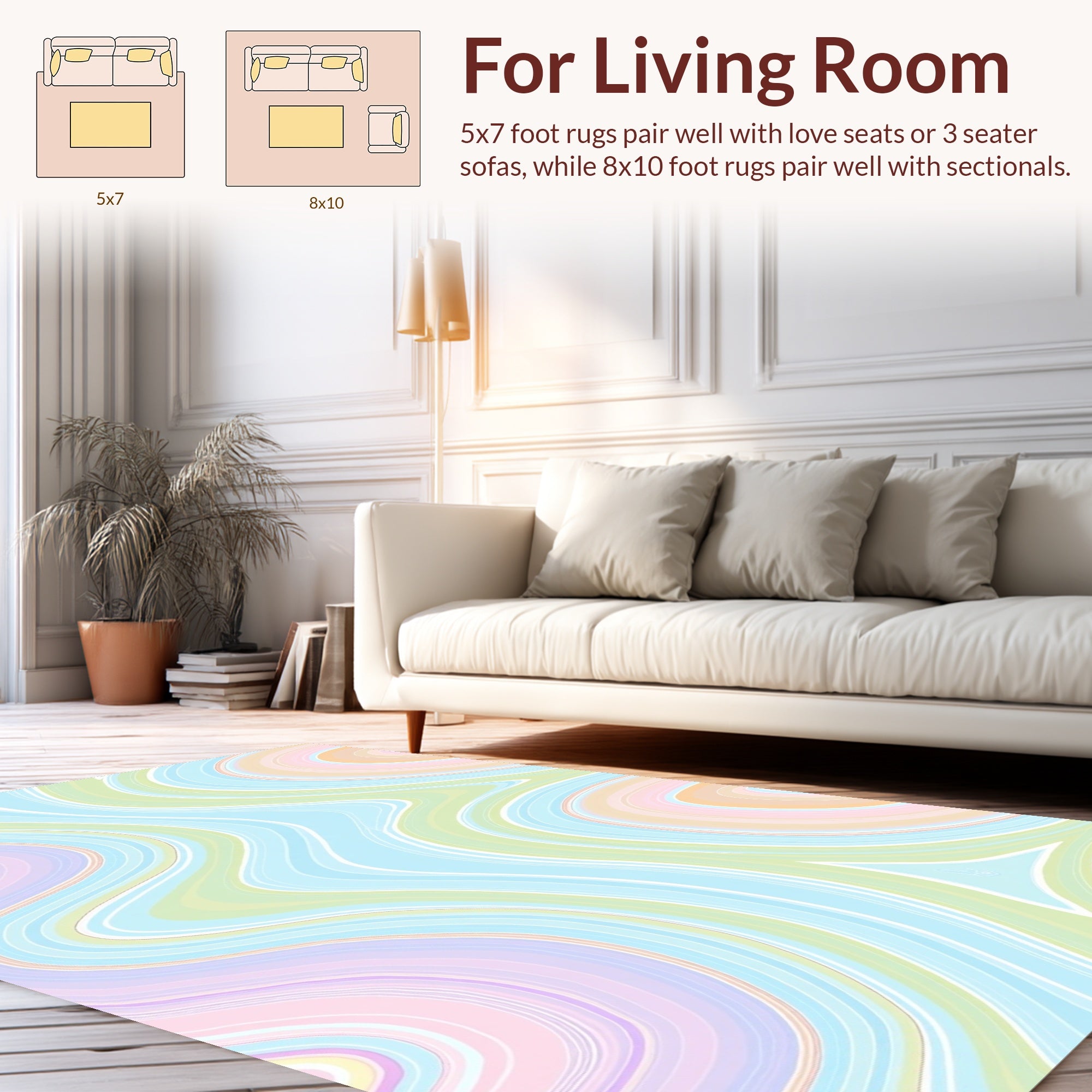 Soft Pastel Swirl Abstract Pattern Rug
