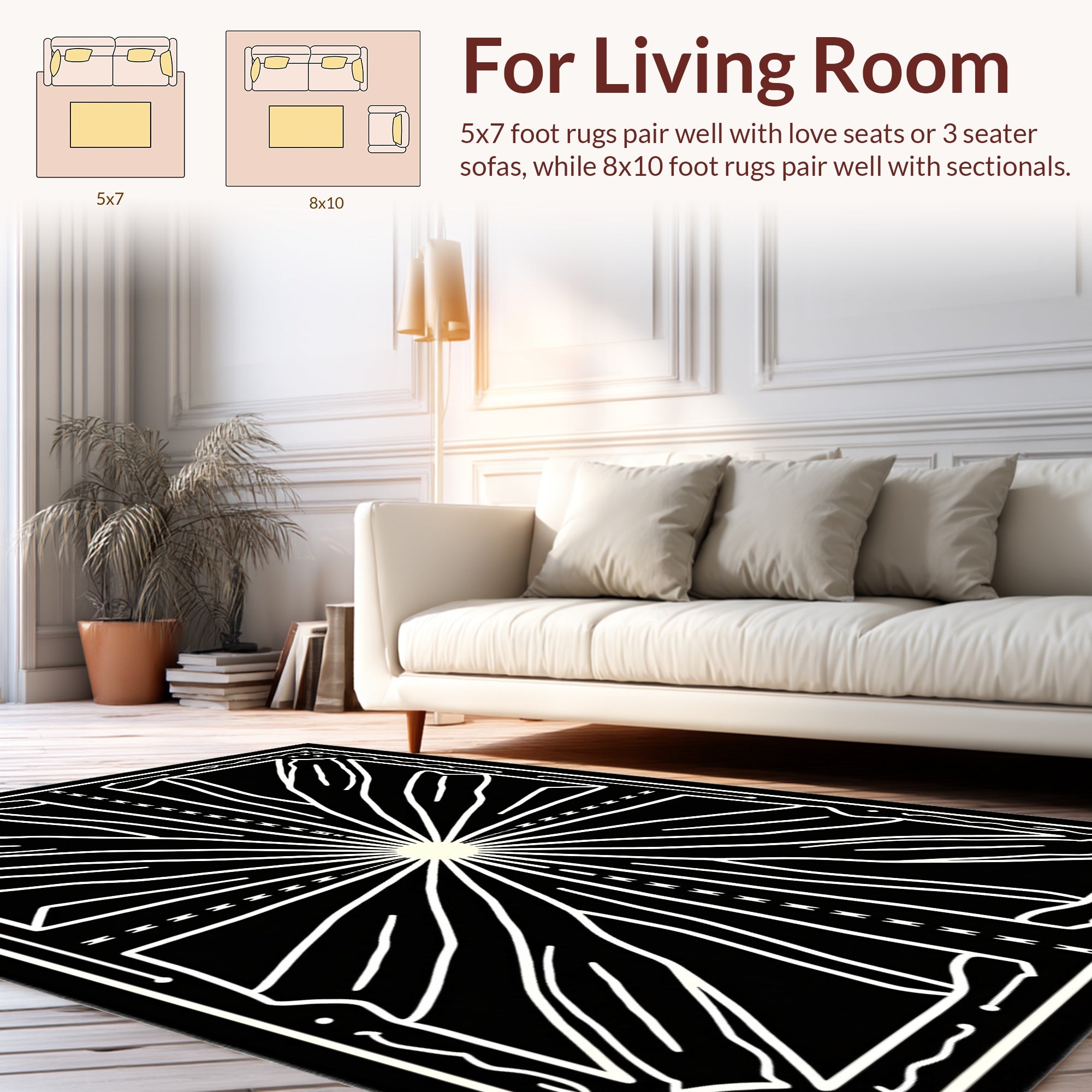 Sunburst Geometric Abstract Design Rug