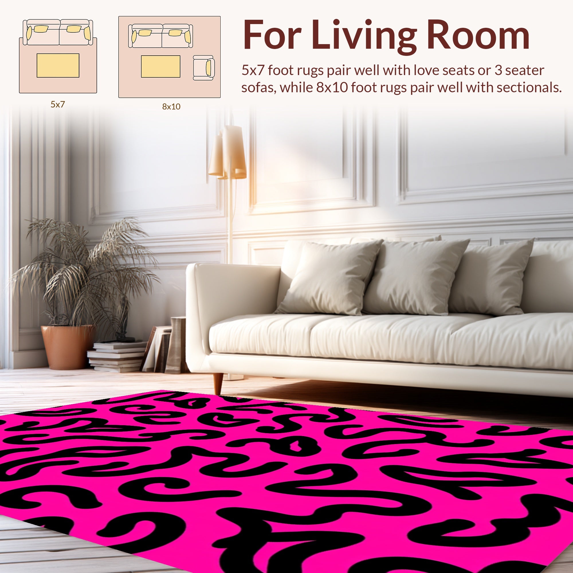 Bold Pink Abstract Swirls Rug