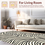Black Cream Wavy Flow Pattern Rug