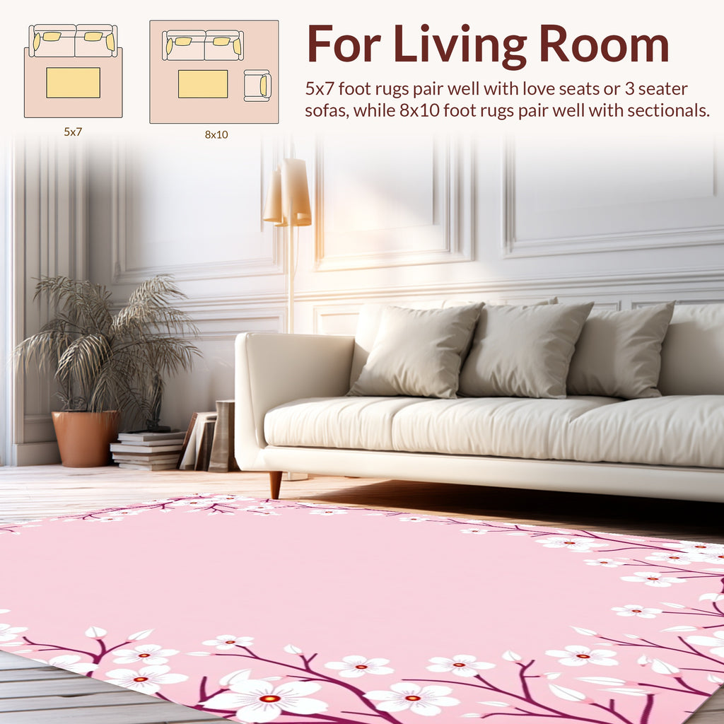 Pink Cherry Blossom Branches Rug