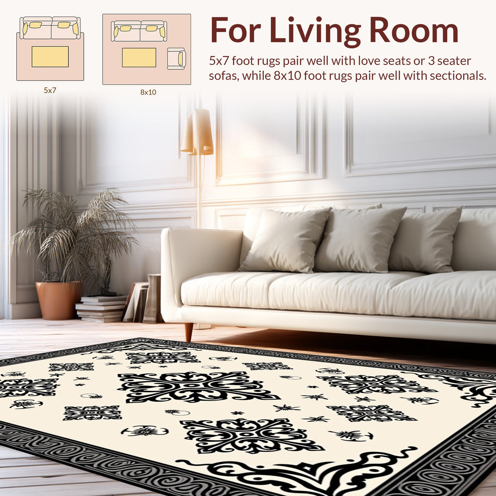 Intricate Filigree Scrollwork Ornamental Rug