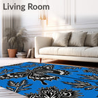 Bold Black Butterfly Branch Medallion Rug