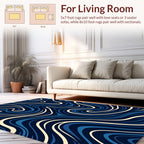 Deep Blue Cream Swirl Pattern Rug
