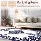 Elegant Dark Blue Floral Symmetry Rug