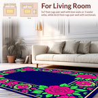 Vibrant Rose Floral Garden Pattern Rug