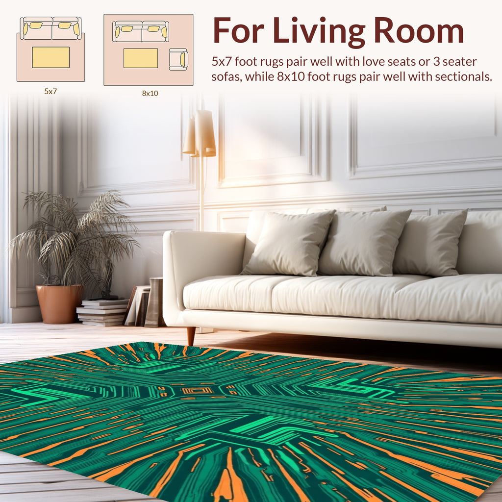 Circuit Board Geometric Pattern Design Rug
