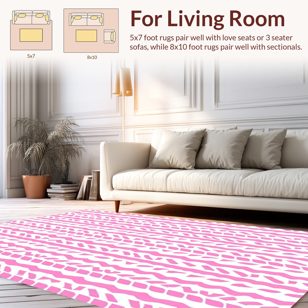 Pink Vertical Textured Stripes Rug