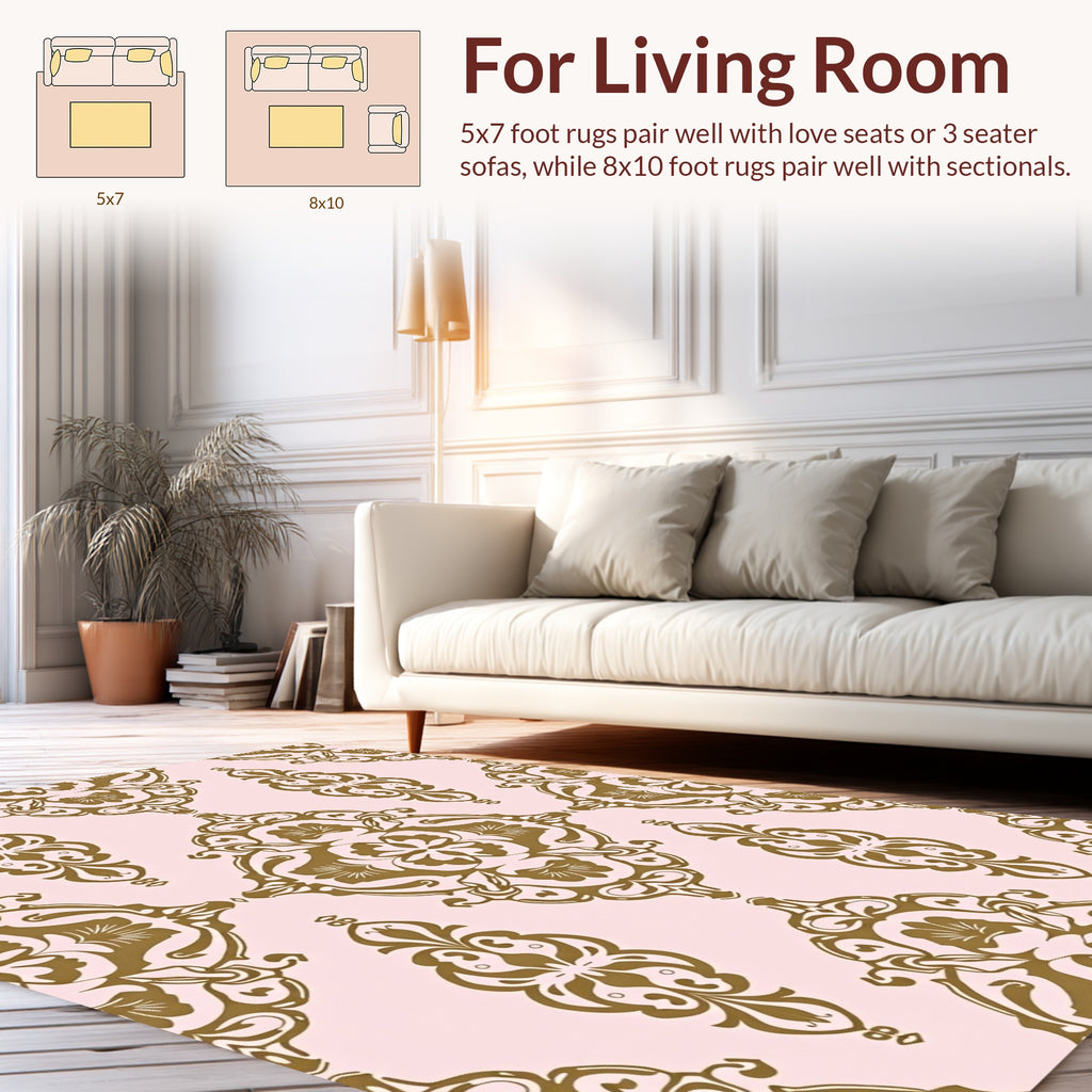 Elegant Paisley Damask Pattern Rug