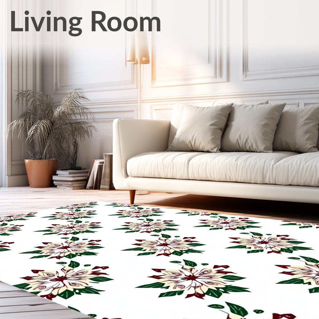 Cream Crimson Green Bloom Mandala Rug