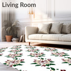 Cream Crimson Green Bloom Mandala Rug