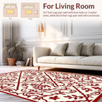 Red Floral Vine Patterned Rug