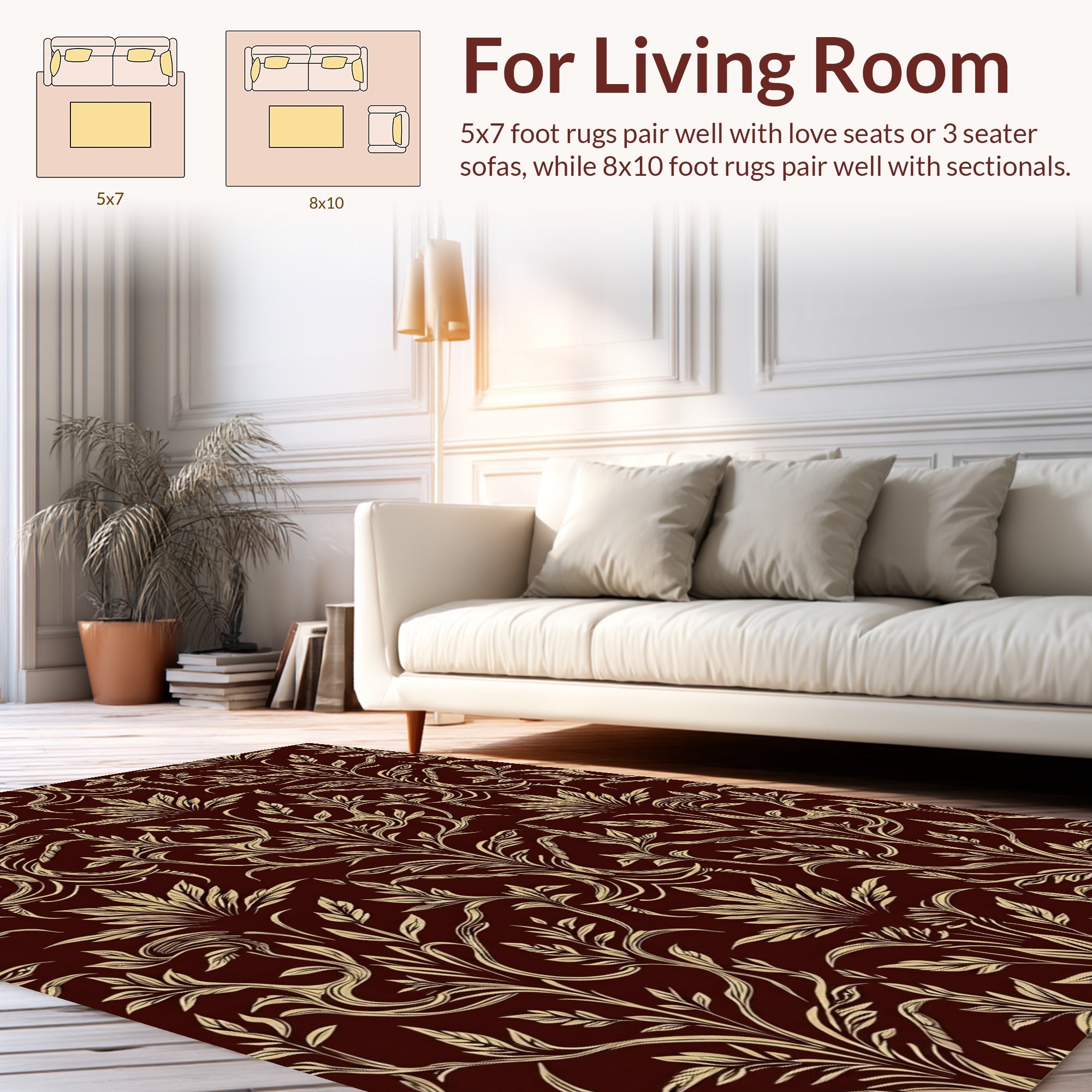 Damask Floral Vines Elegant Rug