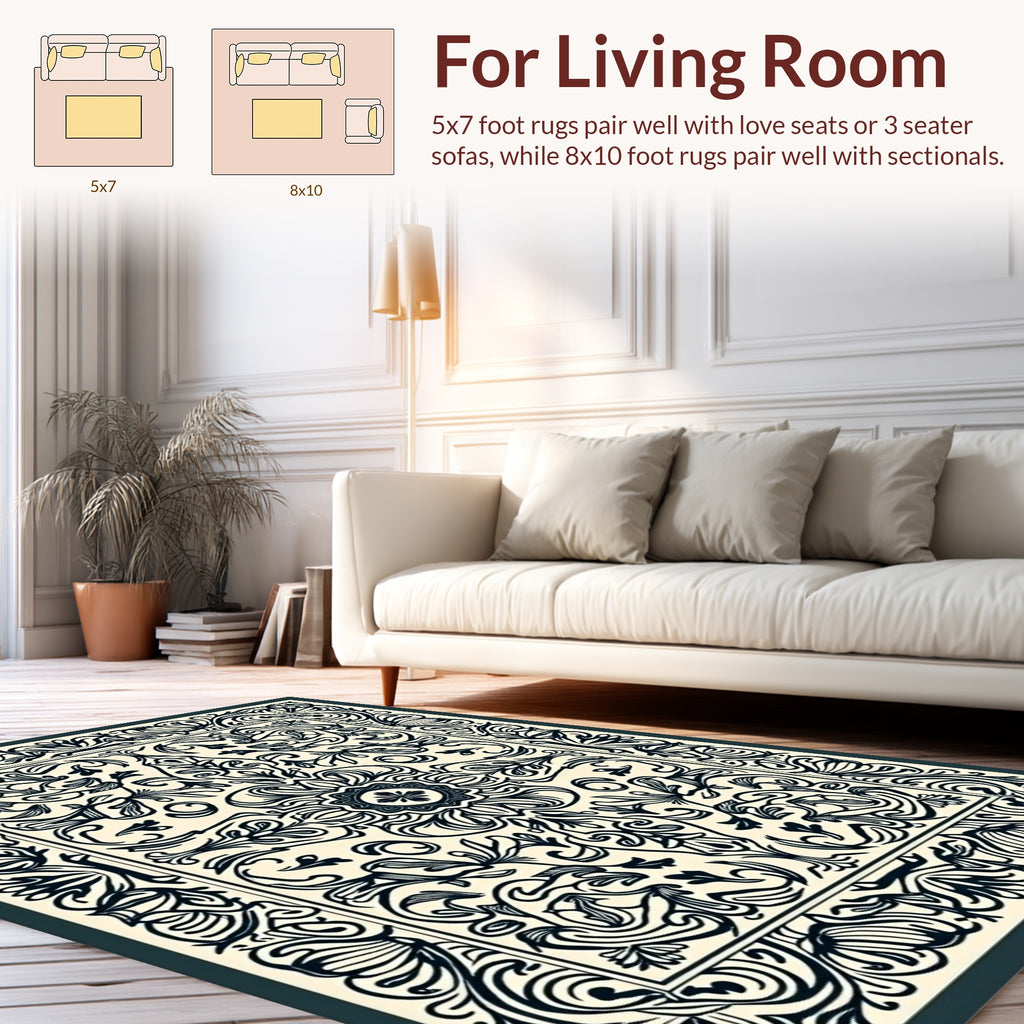 Vintage Symmetry Floral Design Rug