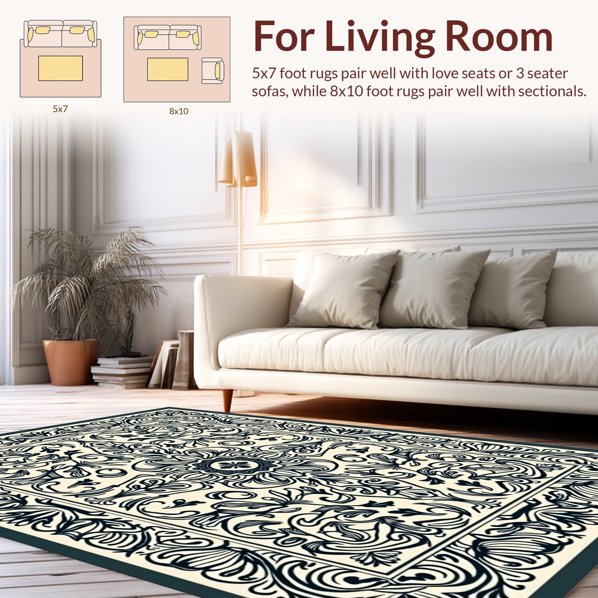 Vintage Symmetry Floral Design Rug