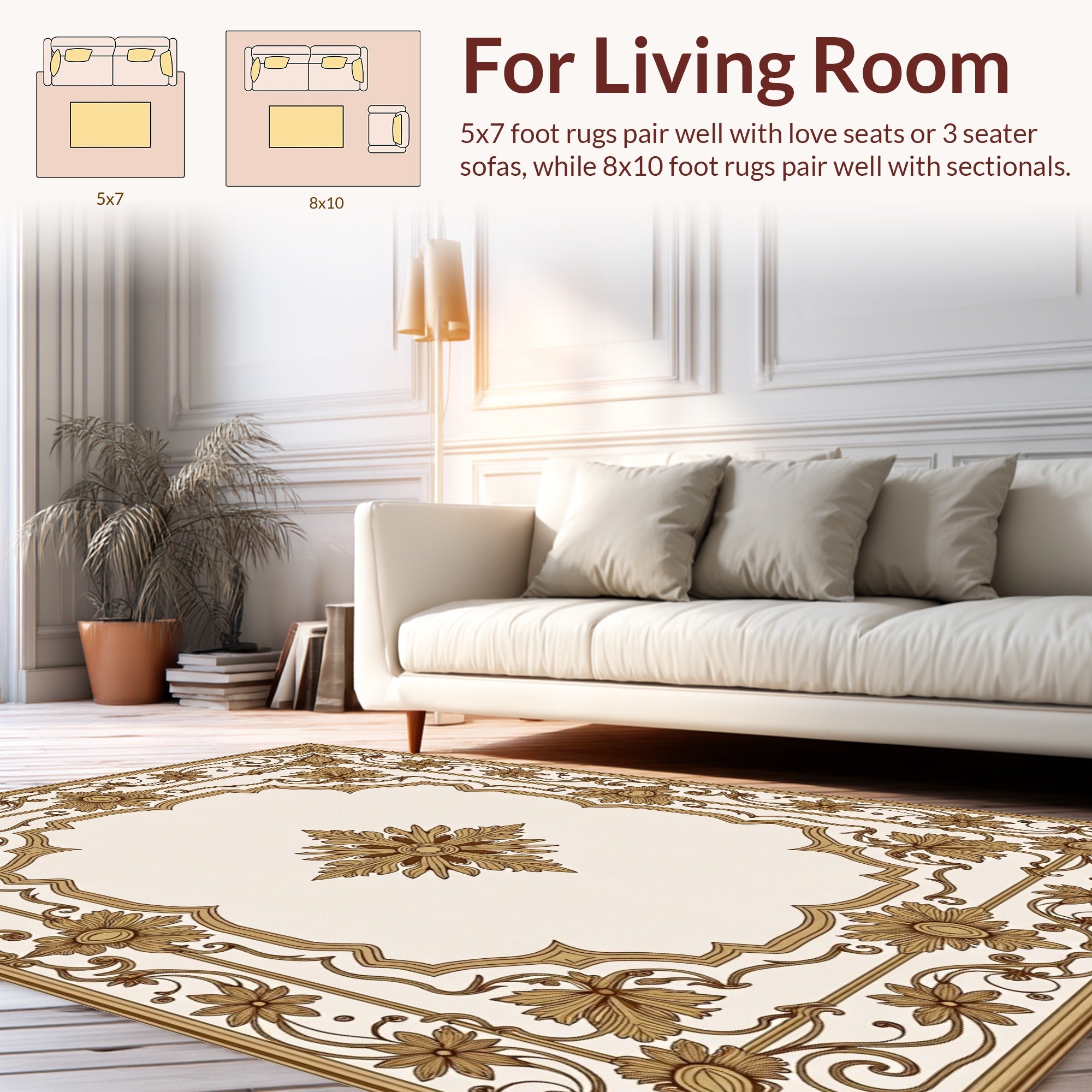 Ornamental Floral Medallion Border Rug