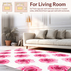 Pink Rose Patterned Floral Design Rug