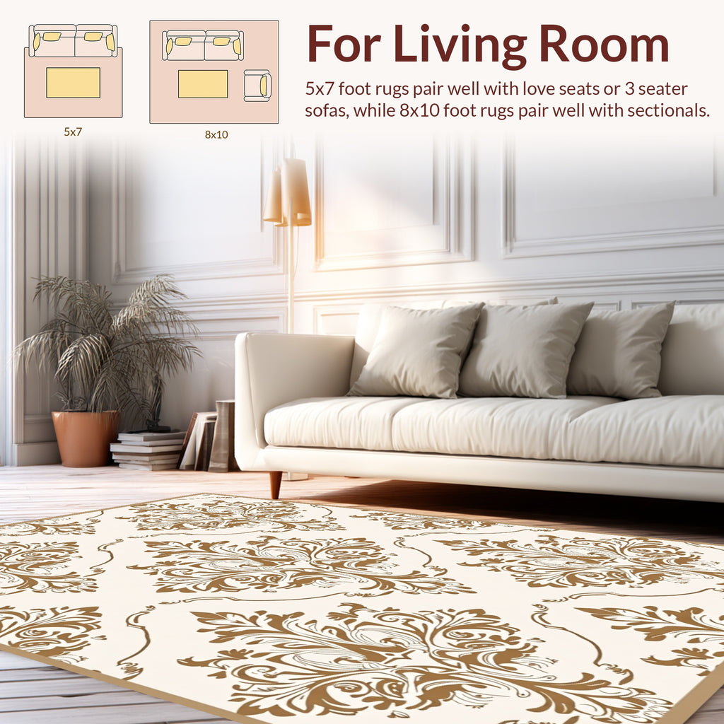 Ornate Damask Floral Symmetry Rug