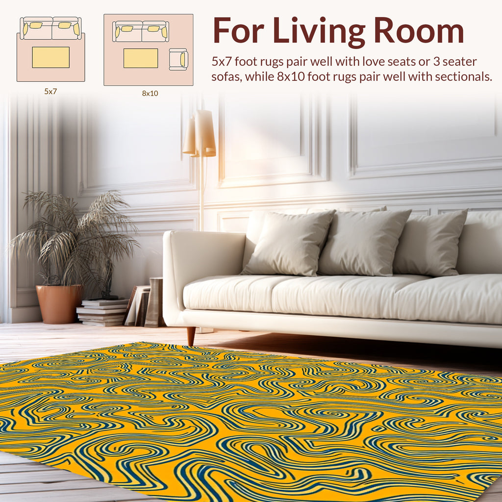 Abstract Swirls Pattern Textile Design Rug