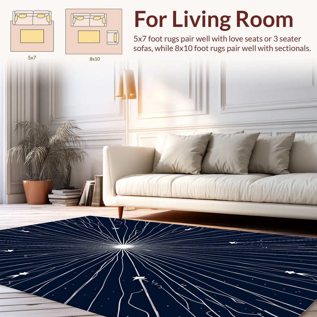 Celestial Burst Starburst Line Art Rug