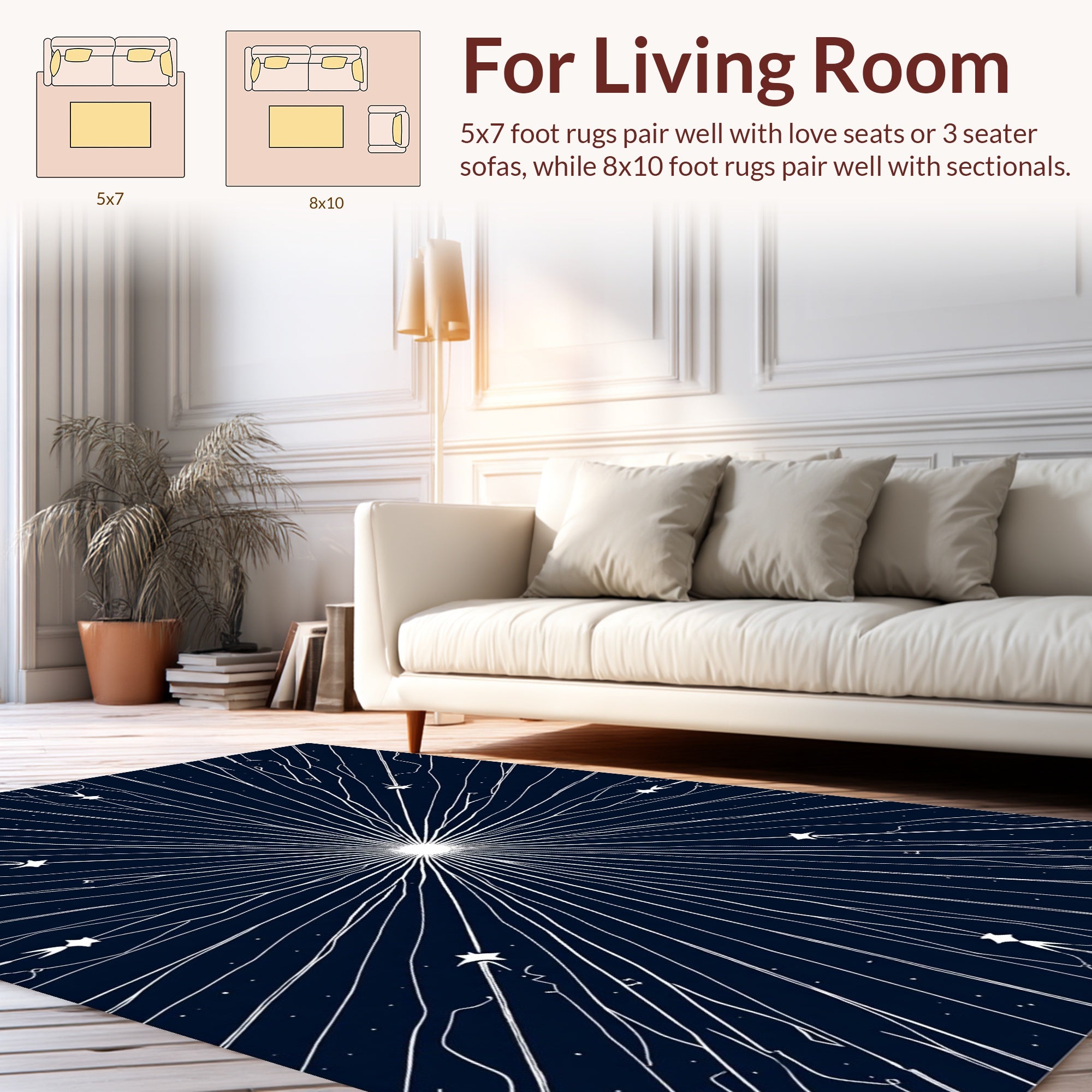 Celestial Burst Starburst Line Art Rug
