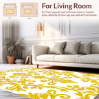Golden Floral Scroll Pattern Rug