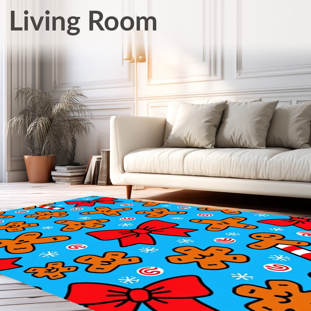 Festive Gingerbread Christmas Bows Rug