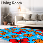 Festive Gingerbread Christmas Bows Rug