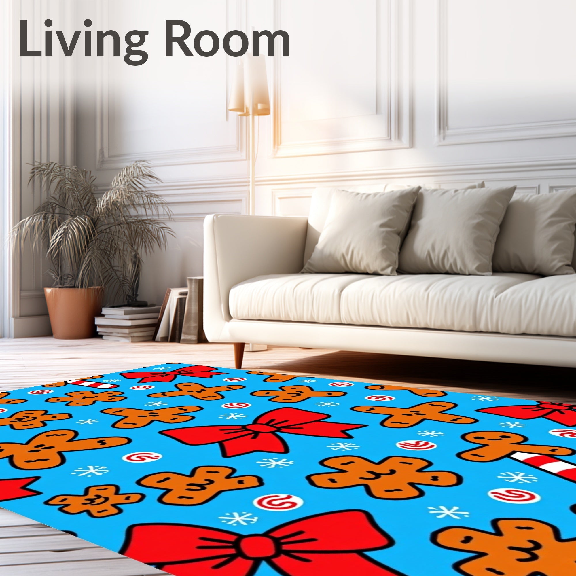Festive Gingerbread Christmas Bows Rug