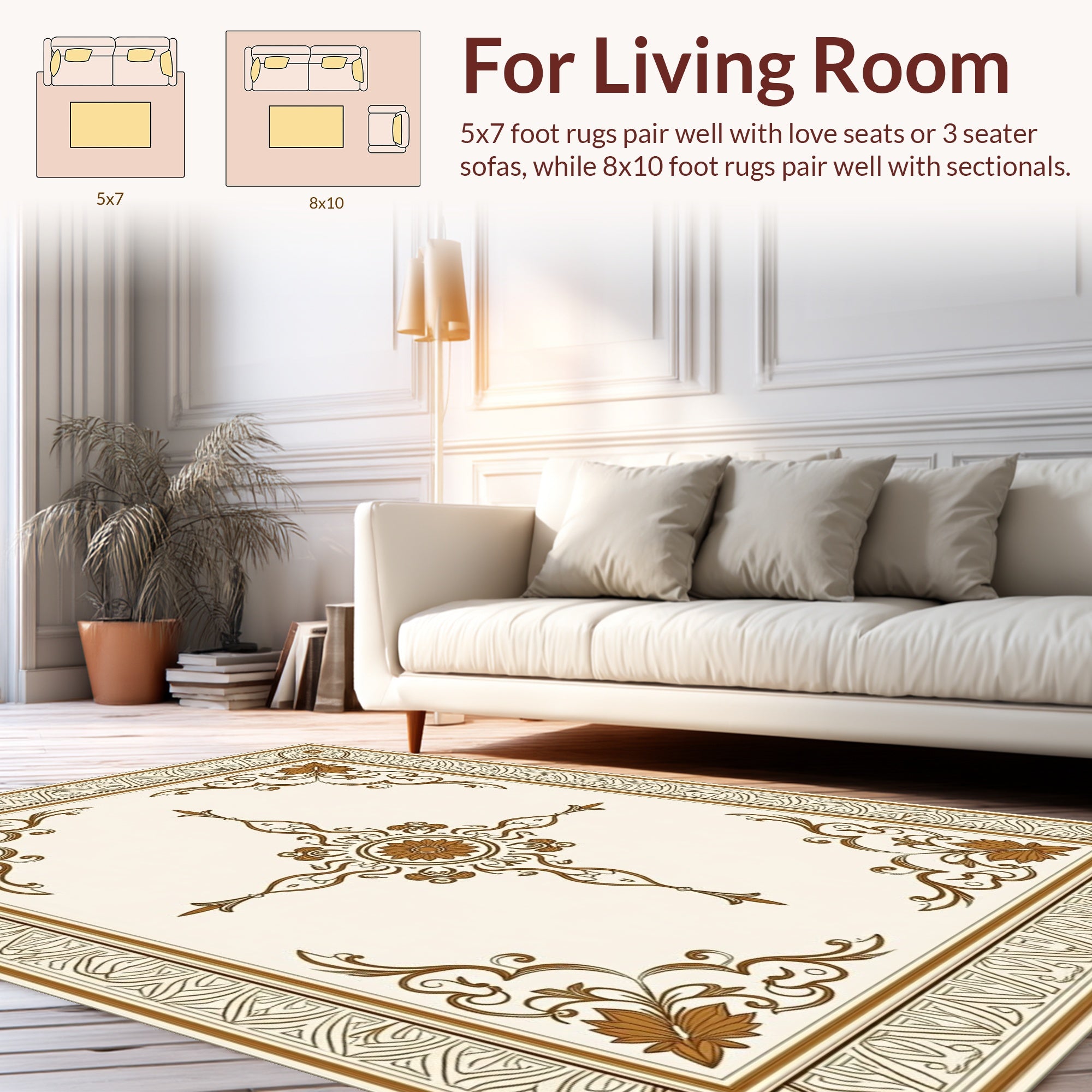Classic Floral Medallion Border Design Rug