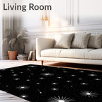 Cosmic Black White Starry Sky Rug
