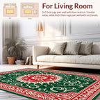 Classic Red Green Floral Medallion Rug