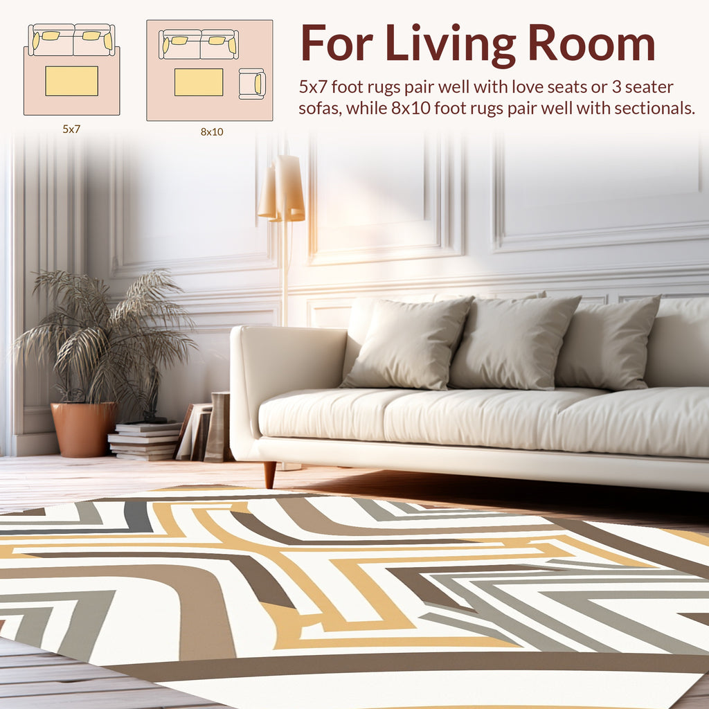 Geometric Earth Tones Maze Design Rug