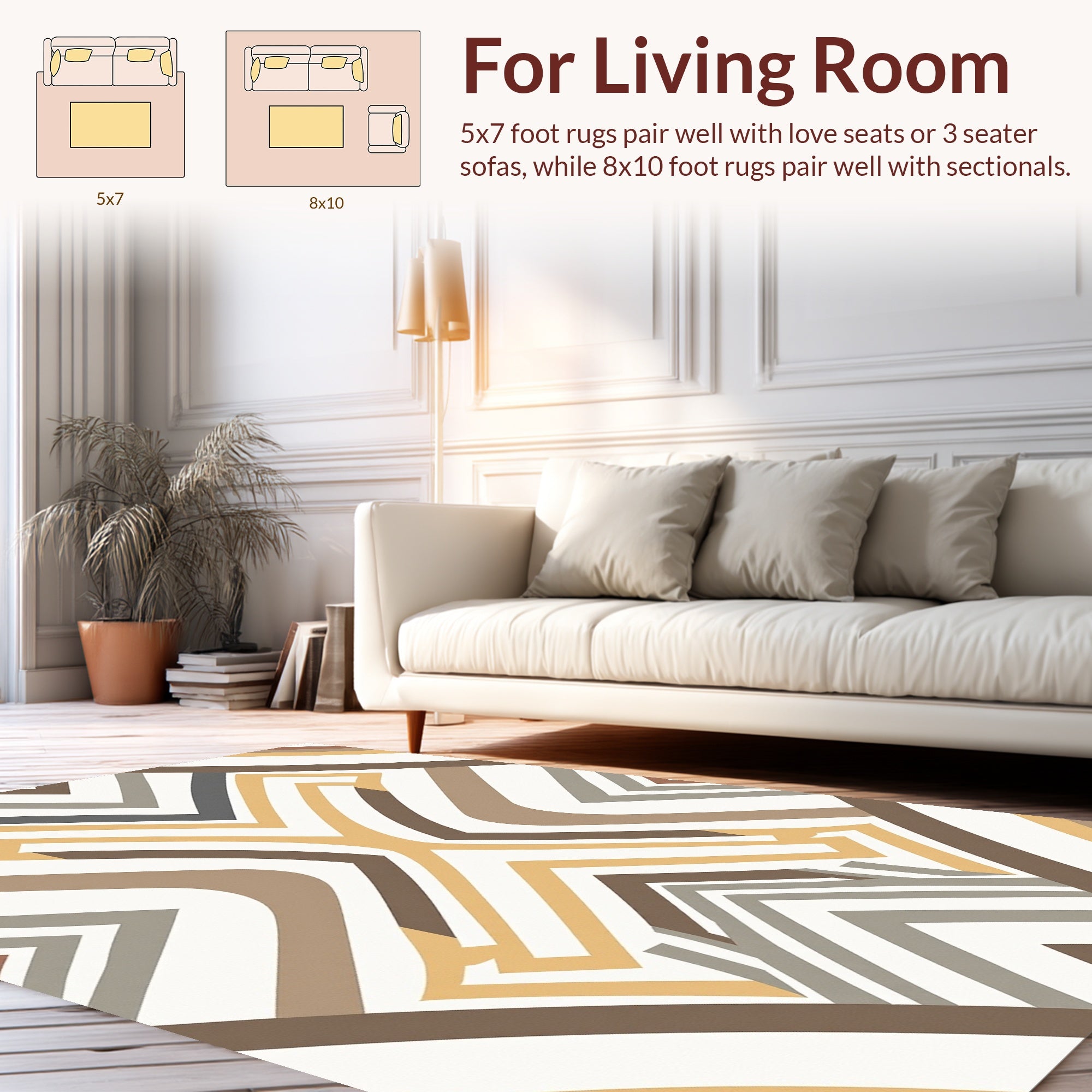 Geometric Earth Tones Maze Design Rug